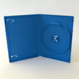 Box DVD  14 mm singolo colori, celeste, arancione o giallo, può contenere 1 disco, è macchinabile e di alta qualità.