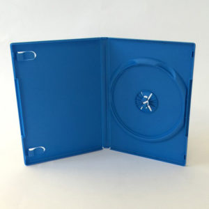 Box DVD  14 mm singolo colori, celeste, arancione o giallo, può contenere 1 disco, è macchinabile e di alta qualità.