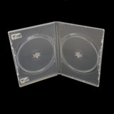 BOX DVD 14 mm doppio trasparente , macchinabile di alta qualità. E' inseribile una copertina a colori stampata fronte e retro.