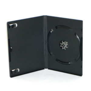 BOX DVD 14 mm SINGOLO nero, macchinabile di alta qualità. E' possibile inserire una copertina stampata a colori