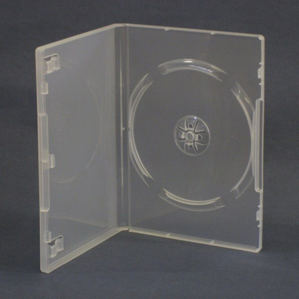 BOX DVD 14 mm singolo trasparente , macchinabile alta qualità . Usato da gallerie d'arte per il catalogo multimediale