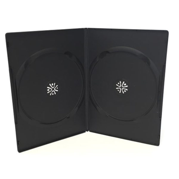 Box DVD 7 mm doppio nero , macchinabile di alta qualità. Abbinabile a prodotti editoriale cartacei.